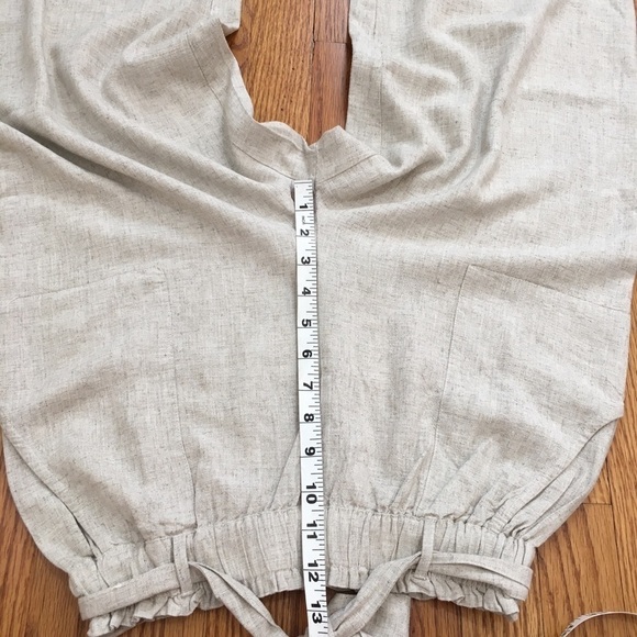 Now This New/tag XS High Rise Paperbag Beige Linen Viscose Wide Leg Pull on Pant - Picture 10 of 16
